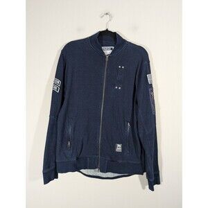 Parish Nation Jacket Men M Blue Bomber Patches PN 0506 Full Zip American Flag